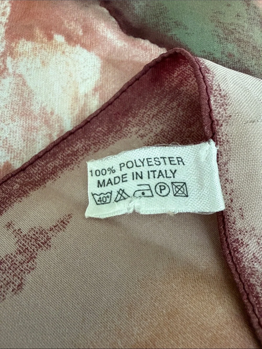 Silk-Feel Watercolor Print Scarf in Rose and Coral